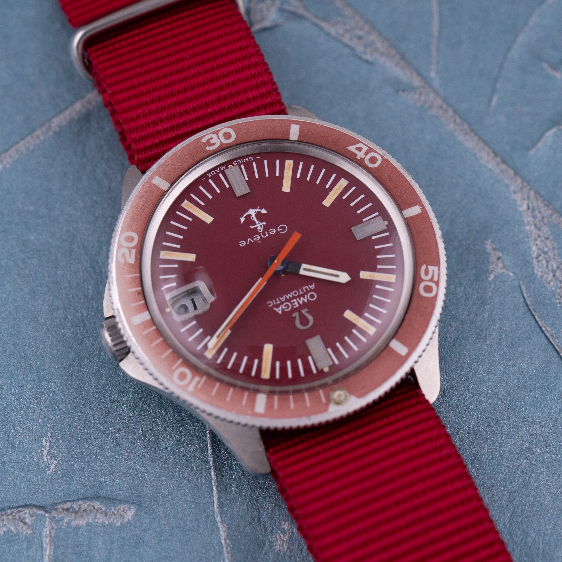 Omega Geneve Admiralty Ancoretta Ref.166.054 Burgundy Dial