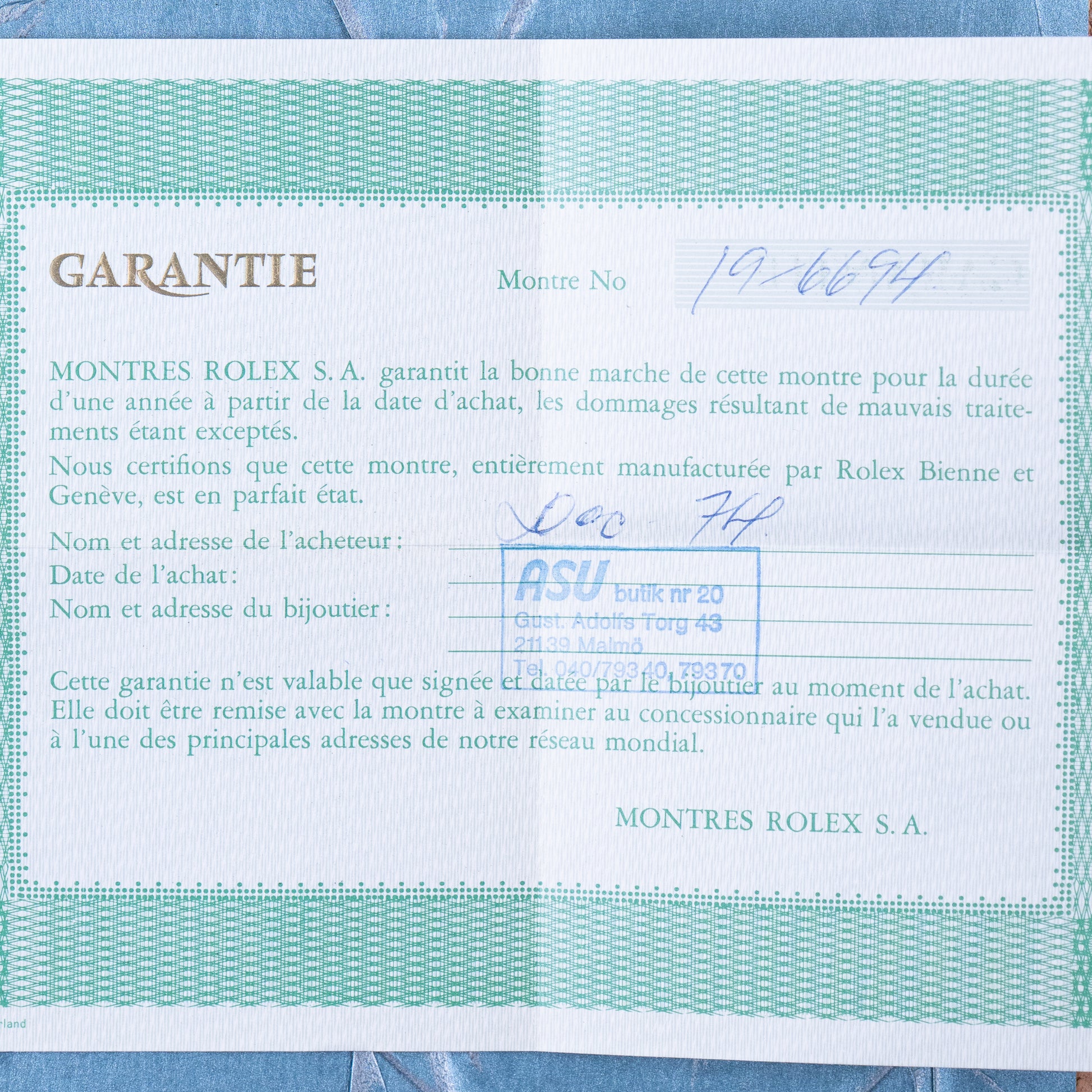 Precision Oysterdate Ref.6694 Full Set Original Owner